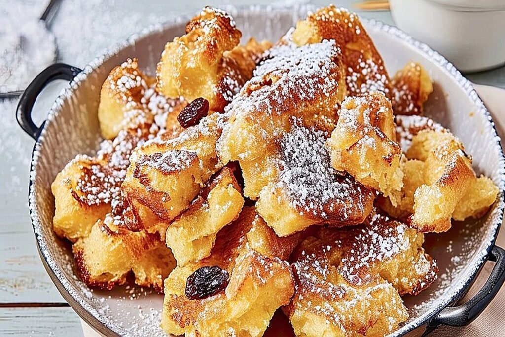 Goldbrauner Kaiserschmarrn mit Rosinen und knuspriger Oberfläche